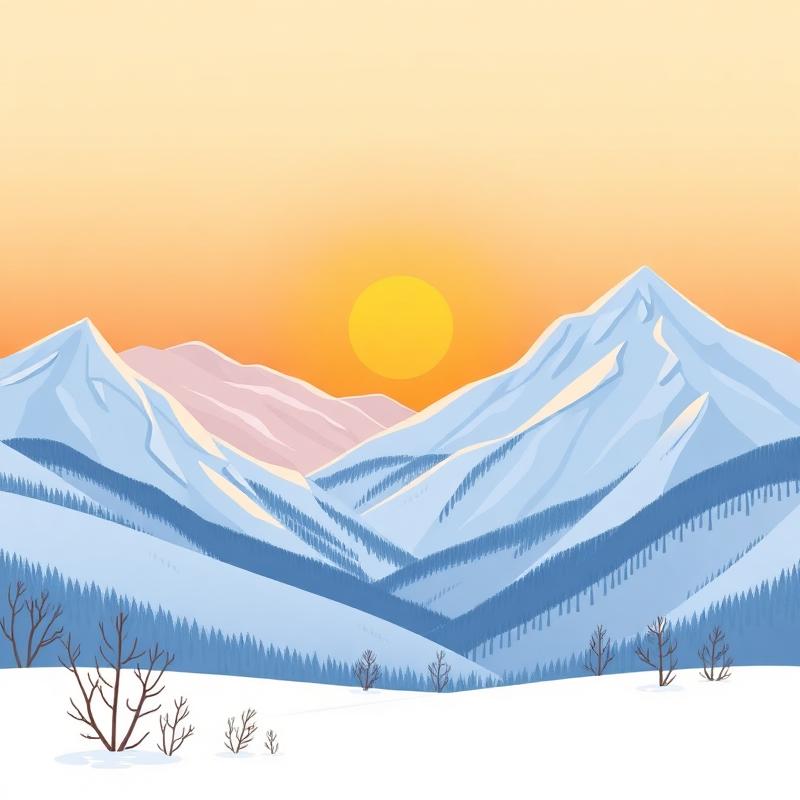 Amanecer sobre montañas nevadas